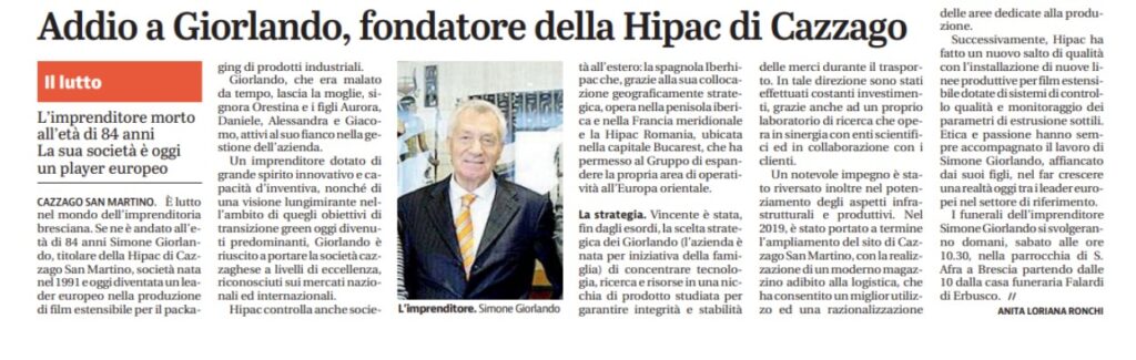 Der Artikel der Giornale di Brescia